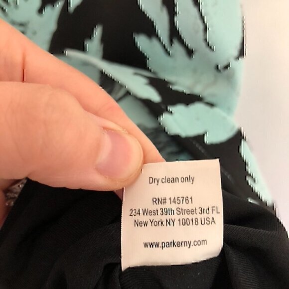 PARKER Leona Dress Aqua Blue Black Jacquard Textured Floral Halter Cutout Back S - Picture 12 of 12